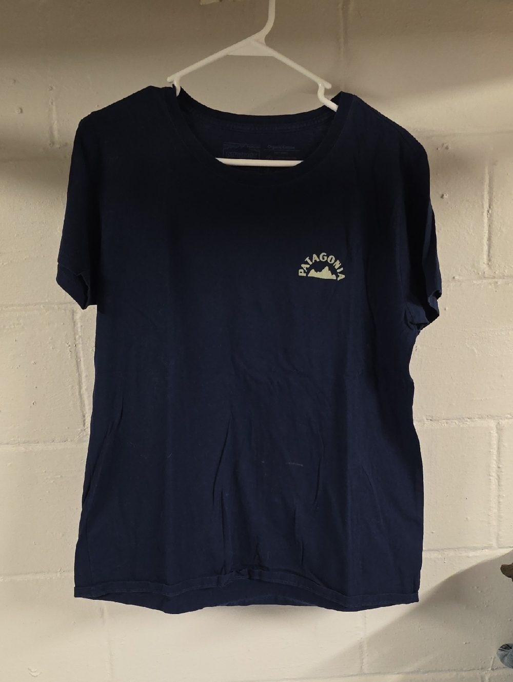Patagonia Navy Blue Short Sleeve Tee with Small White Logo